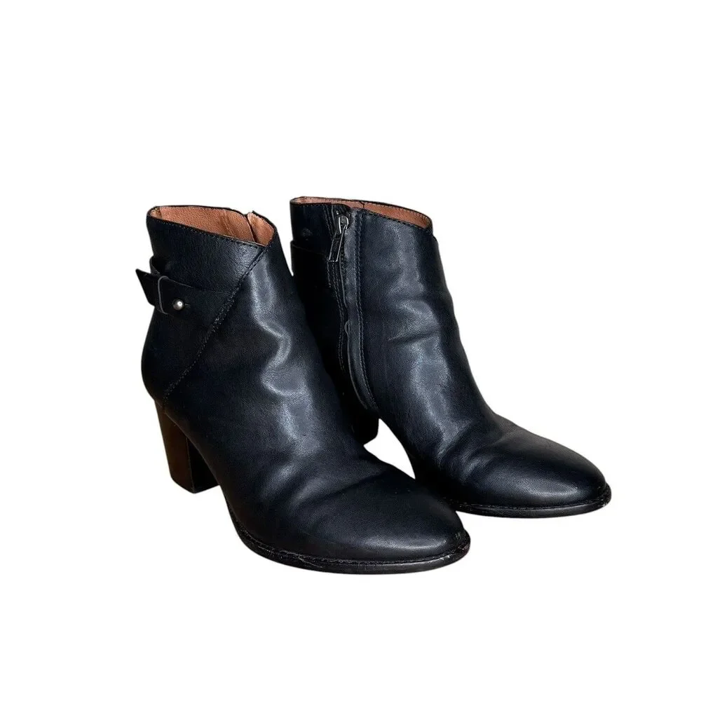 Madewell Women’s Leather Booties Size 7.5 Kelci Heeled Ankle Boots Black Leather